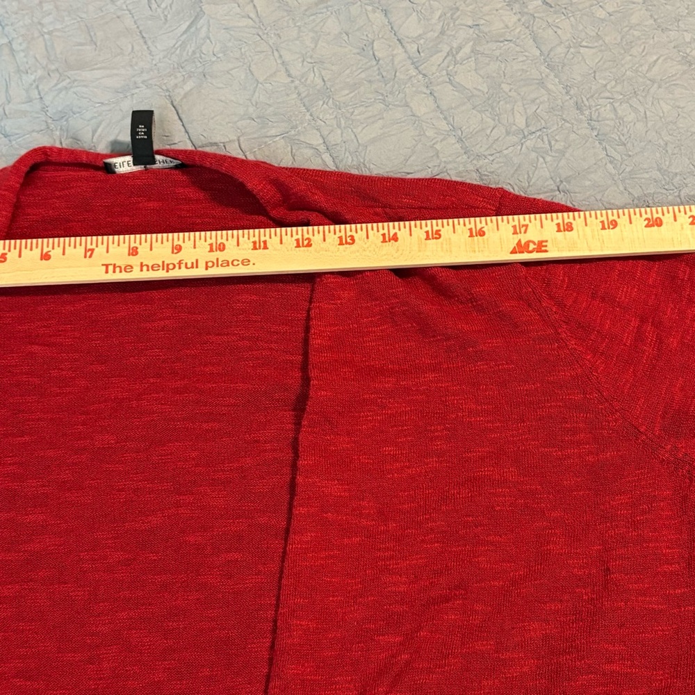 Eileen Fisher Linen Cotton Red Open Cardigan - Size XL Organic Cranberry Red - Picture 6 of 9